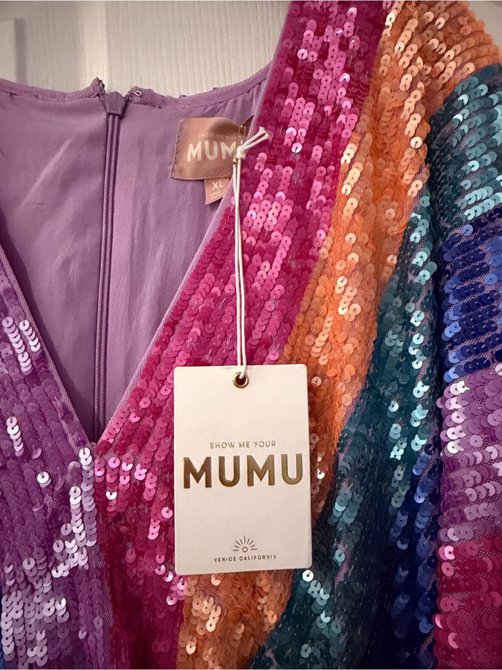 Show Me Your MuMu Multicolor Sequin Long Sleeve Mini Dress - Picture 2 of 3